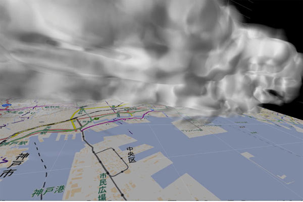 阪神一帯をシミュレーションしている