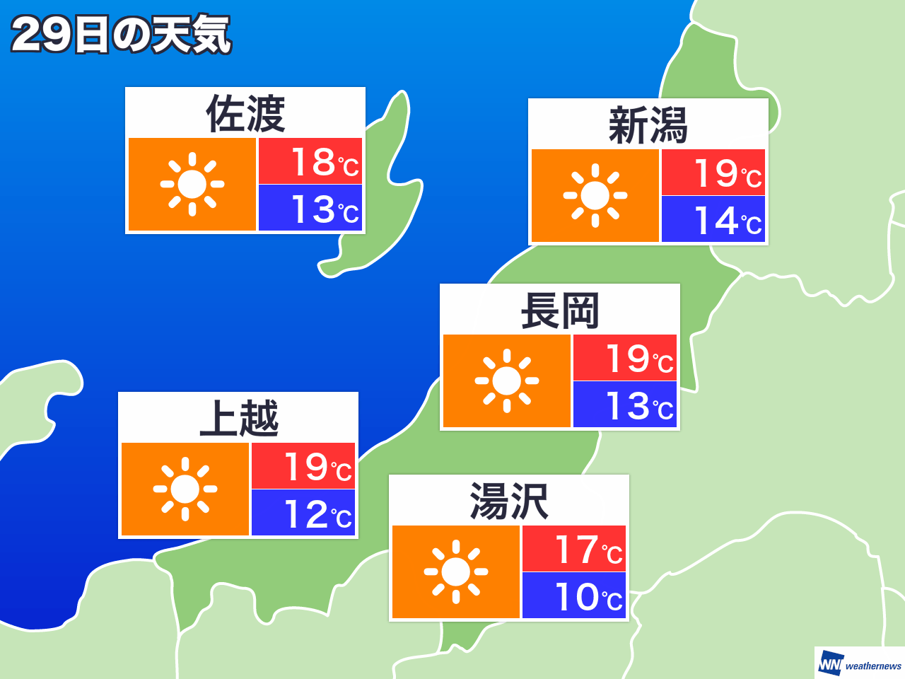 8月19日 水 新潟県の今日の天気 ウェザーニュース