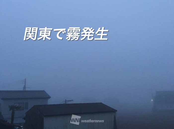 関東で霧発生、朝は視界不良に注意 - ウェザーニュース