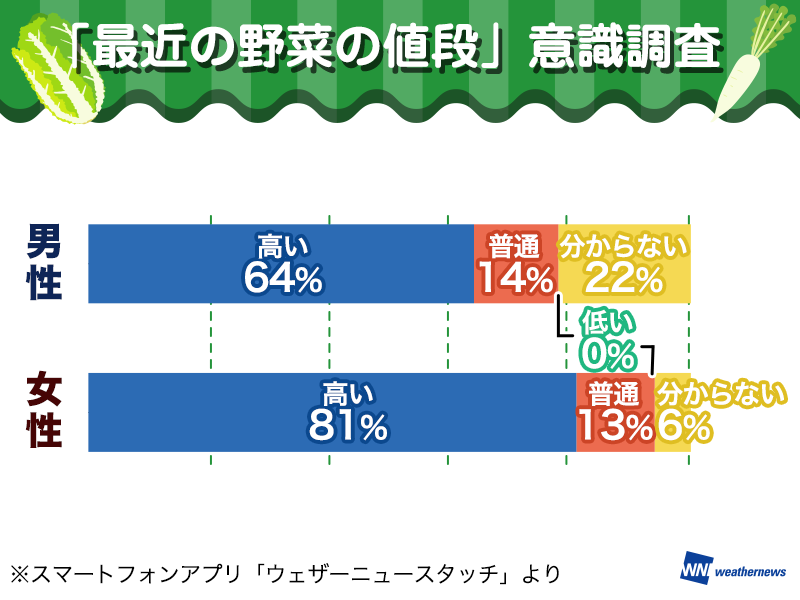 鍋野菜の値段が高騰 女性の8割が高いと実感 ウェザーニュース