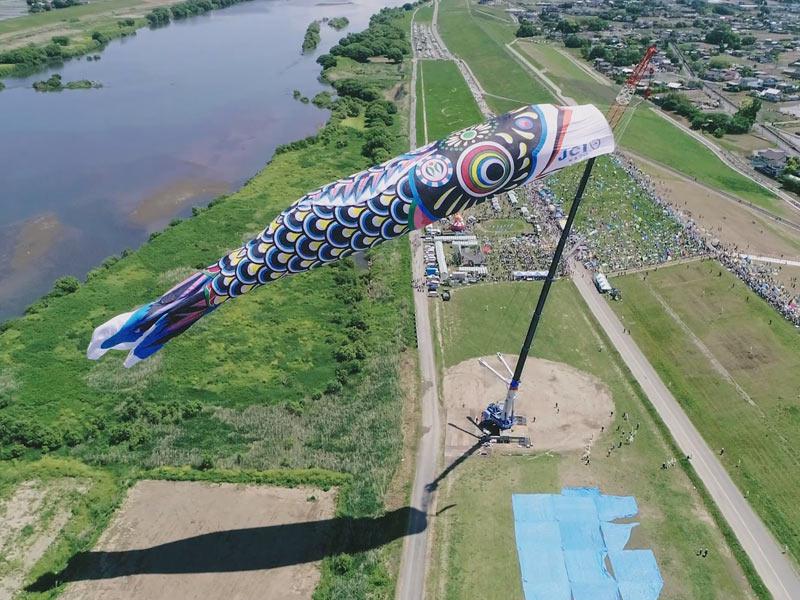 全長100mのジャンボこいのぼりが大空をおよぐ！ - ウェザーニュース