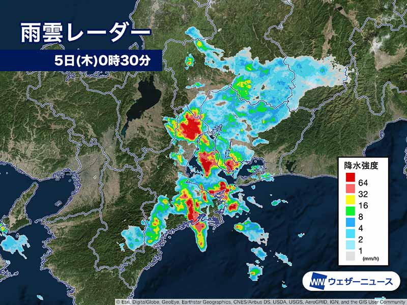 三重県四日市市で1時間に121mmの猛烈な雨 気象庁 記録的短時間大雨情報 ウェザーニュース