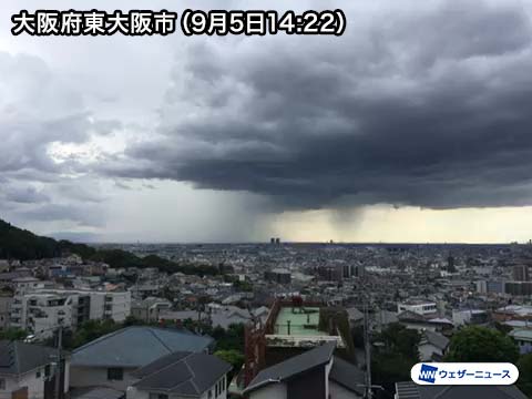 近畿で連日の雷雨 大阪で局地的に強い雨 ウェザーニュース