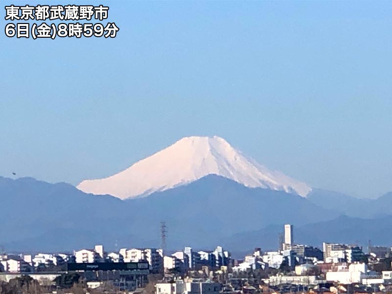 冬の乾いた晴天で東京から富士山くっきり ウェザーニュース