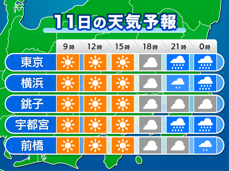 4月11日 土 の天気 今夜は関東や西日本で雨 ウェザーニュース