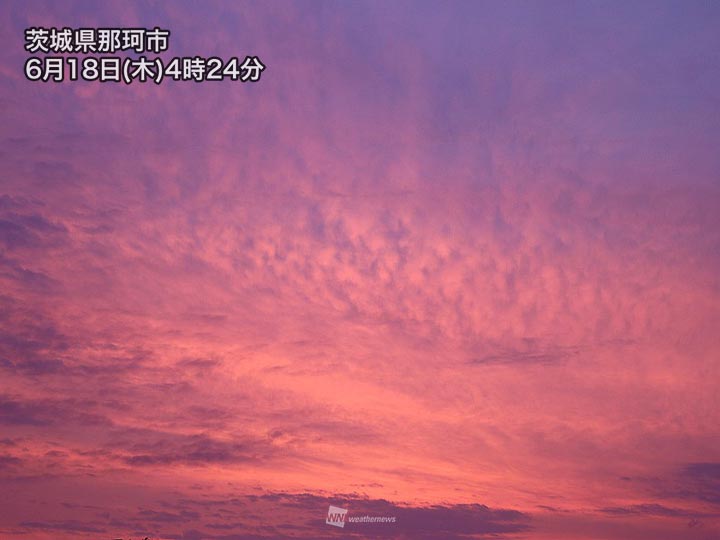 関東で鮮やかな朝焼け 梅雨空戻る予兆 ウェザーニュース