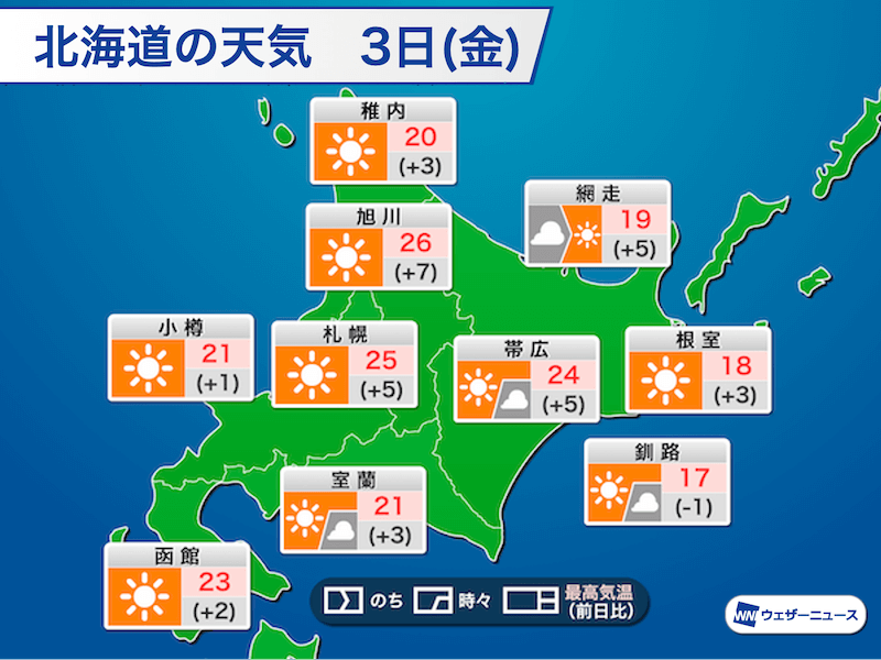 北海道は久々にすっきり青空 ウェザーニュース