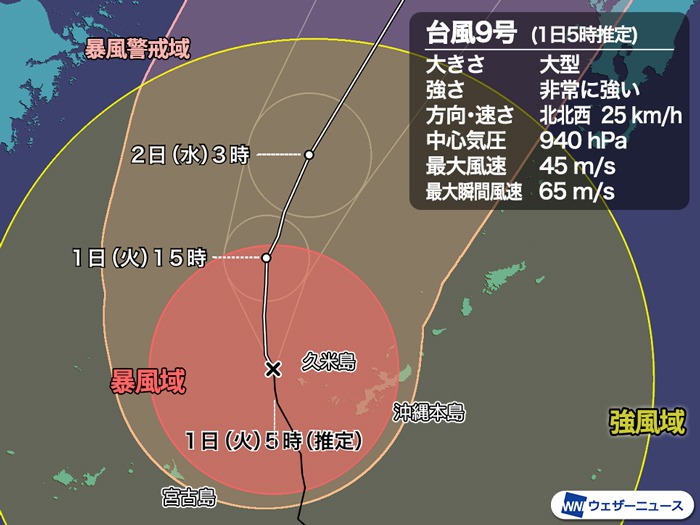今日の天気 9月1日 火 沖縄は台風で暴風雨警戒 西日本は猛烈な残暑続く ウェザーニュース