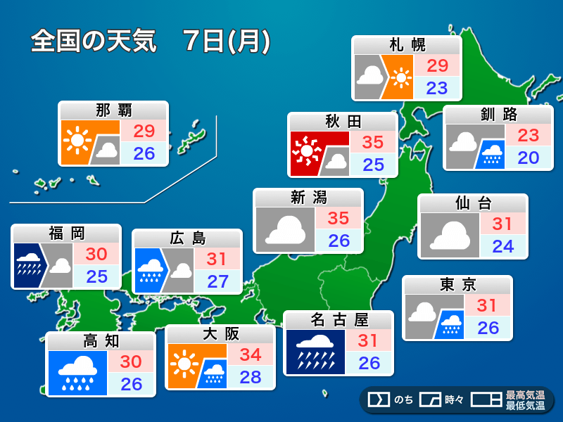 全国の天気予報 9月7日 月 台風離れても雨風警戒 関東も降りやすい ウェザーニュース