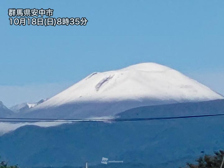 浅間山など本州の山々で初冠雪 青空の下に雪化粧した姿見せる ウェザーニュース