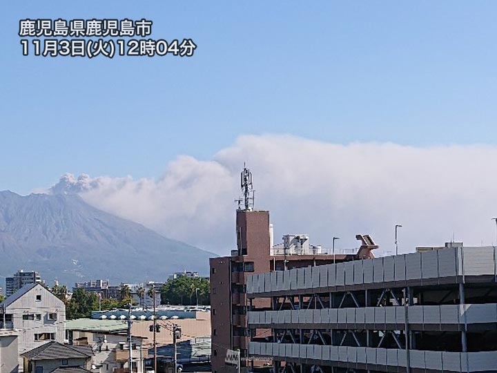 鹿児島 桜島からたなびく噴煙 大隅半島は降灰に注意 ウェザーニュース