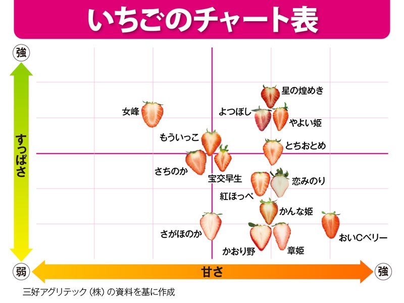 いちごチャート 味の特徴がひと目でわかる ウェザーニュース