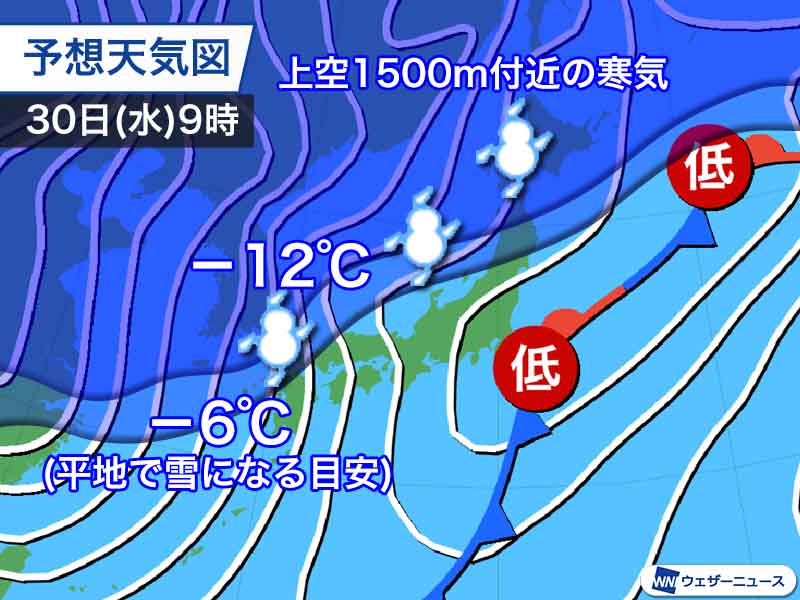 大雪 吹雪は30日 水 から警戒 年越し寒波で関東などは極寒 ウェザーニュース