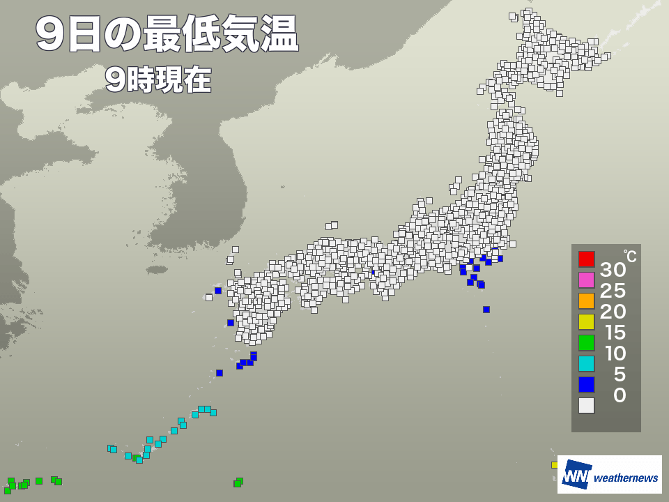 全国のほぼ9割で氷点下の冷え込み 東京もこの冬最も寒い朝に ウェザーニュース