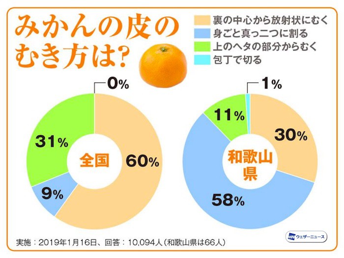 みかんの皮のむき方は裏からではない 有田むき のススメ ウェザーニュース