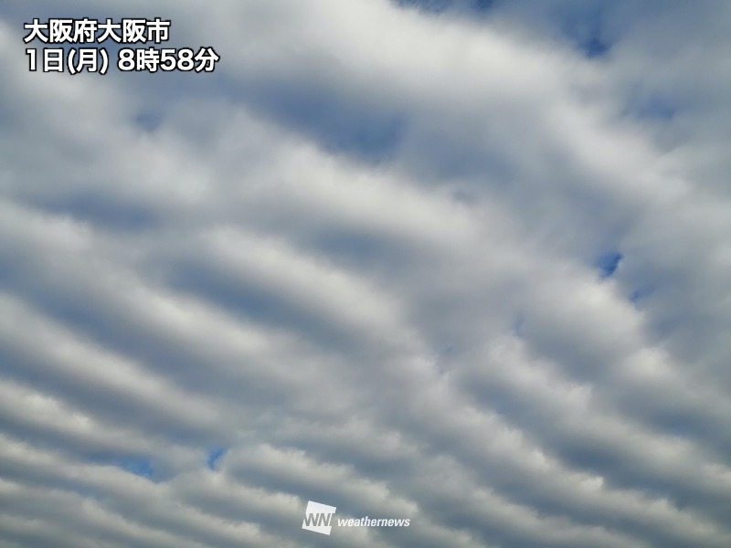 大阪など近畿で波状雲広がる 天気下り坂で午後は傘の出番 - ウェザーニュース