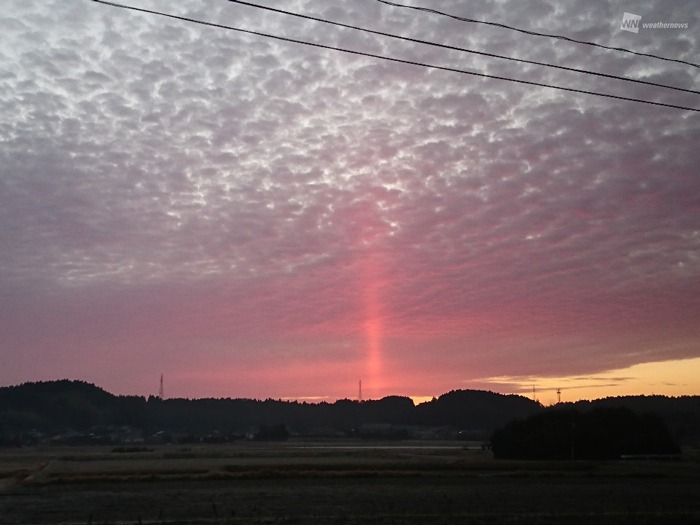 太陽柱 サンピラー が鹿児島で出現 日の出直前に天に向けた光の帯 ウェザーニュース