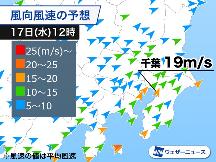千葉で25m Sを超える暴風を観測 関東は風の強い一日 ウェザーニュース
