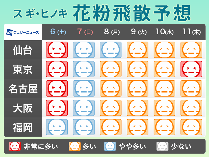 3月5日 金 の花粉飛散予想 東日本は雨が降る前まで多く飛散 ウェザーニュース