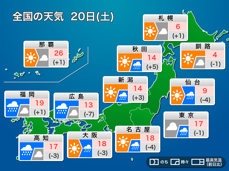 3月日 土 の天気 春分の日は雨の範囲広がる 西日本は局地的な激しい雨に警戒 ウェザーニュース