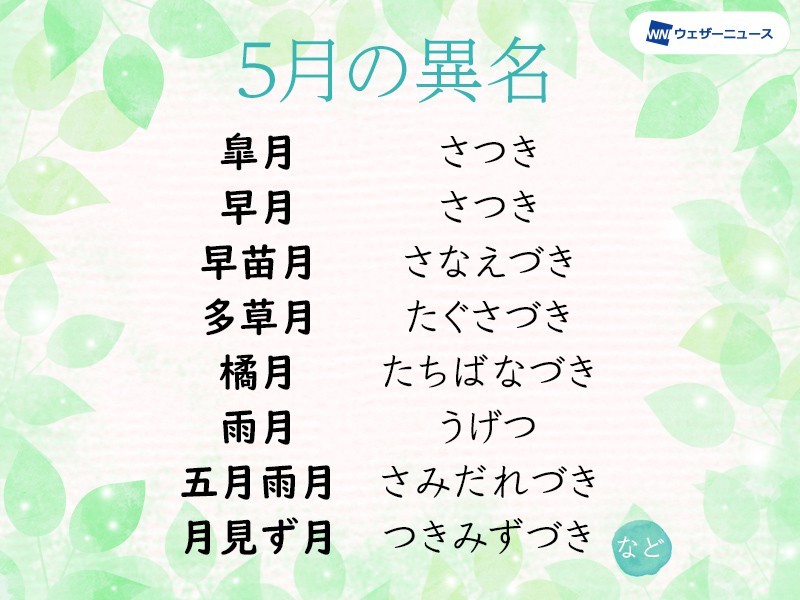 5月の異名 皐月 梅雨入り前のすがすがしい季節 ウェザーニュース