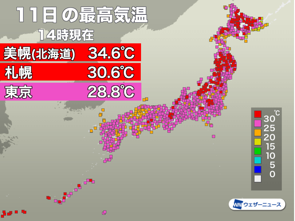 北海道で猛暑日一歩手前 明日12日 土 は暑さ一段落で札幌は25 を下回る ウェザーニュース