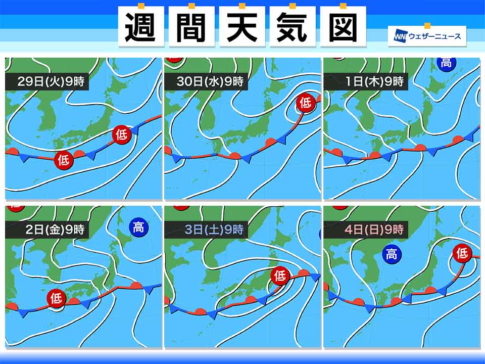 週間天気 週後半は前線北上 次の週末は広く雨に 6月29日 火 7月5日 月 ウェザーニュース