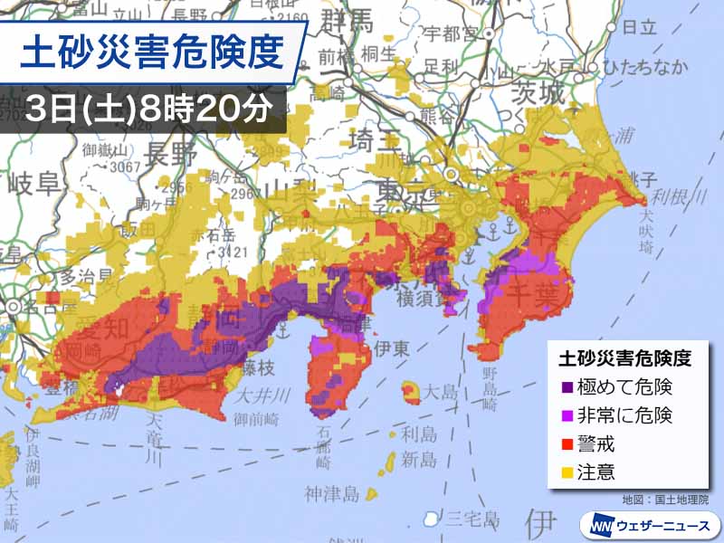 静岡から神奈川 千葉は土砂災害危険度が高い 箱根は24時間500mm超の大雨 ウェザーニュース Jpn Prelol