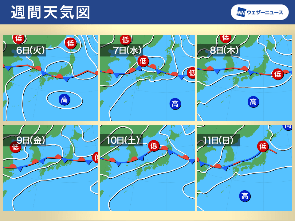 週間天気予報 梅雨前線の影響で大雨のおそれ 蒸し暑さも続く 7月6日 火 7月12日 月 ウェザーニュース