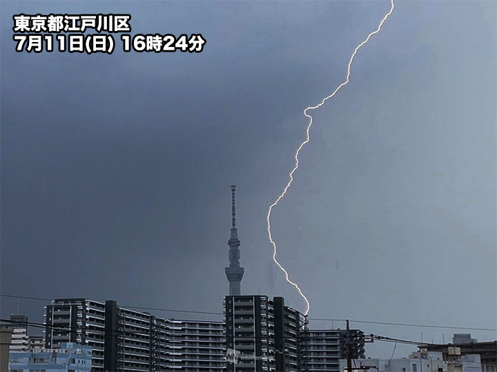 関東で激しいゲリラ豪雨 東京も雷多発 10分で34mmの強雨も ウェザーニュース