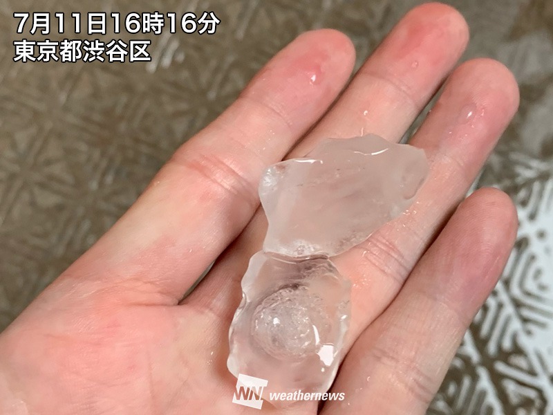 東京都内でも数センチ台のヒョウ 落雷も頻発 ウェザーニュース