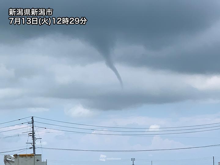 新潟県に ろうと雲 大気の状態が不安定で竜巻など激しい突風に警戒 ウェザーニュース