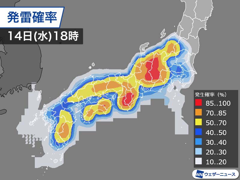 寒冷渦がゆっくりと西に移動 明日は関東から近畿で雷雨注意 ウェザーニュース