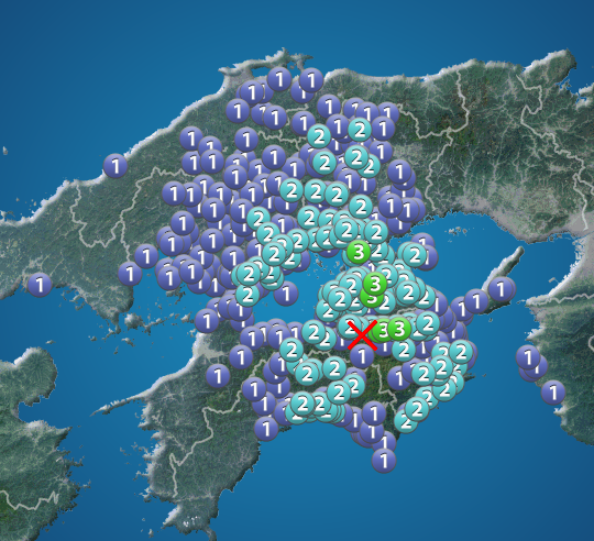 徳島県北部でm4 4の地震 岡山 徳島 香川で震度3 津波の心配なし ウェザーニュース