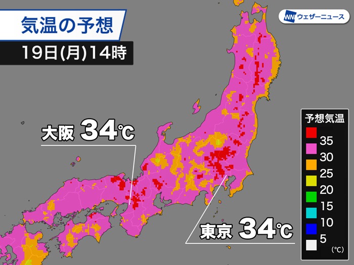 今日の天気 7月19日 月 続く猛烈な暑さ 沖縄には台風が接近 ウェザーニュース