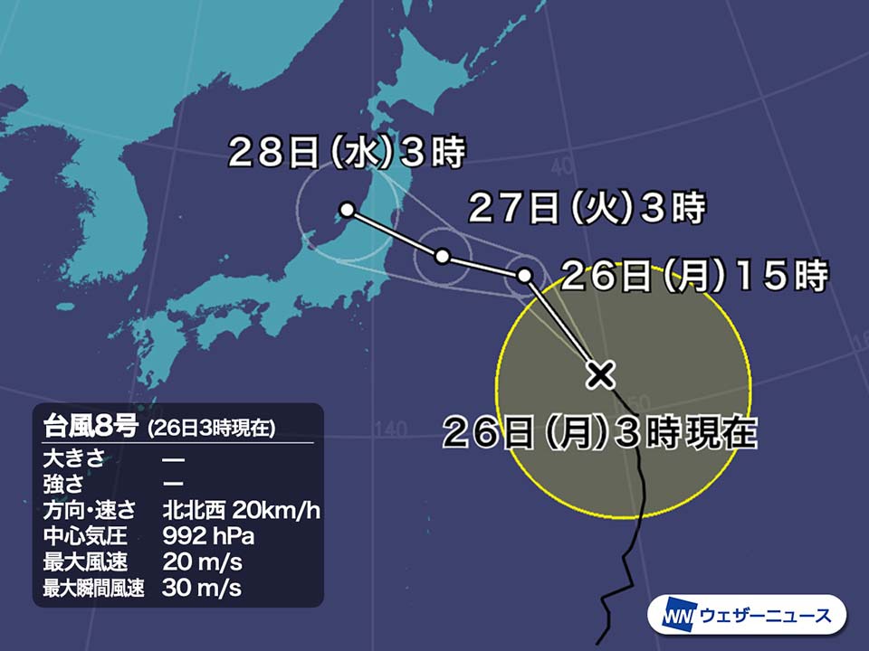 週間天気予報 明日は台風8号に警戒 台風通過後も急な雨に注意 7