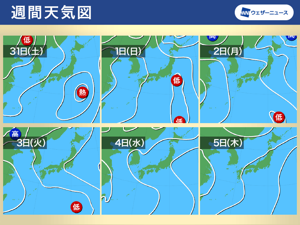 週間天気予報 暑さ続き天気急変に注意 8月に入り南海上の動向にも注目 7月31日 土 8月6日 金 ウェザーニュース