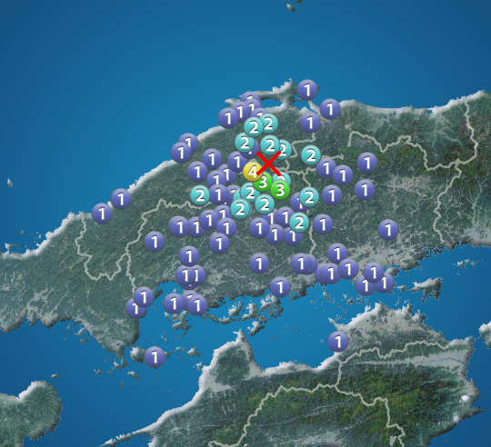 島根県東部で地震発生 広島県北部で震度4 津波の心配なし ウェザーニュース