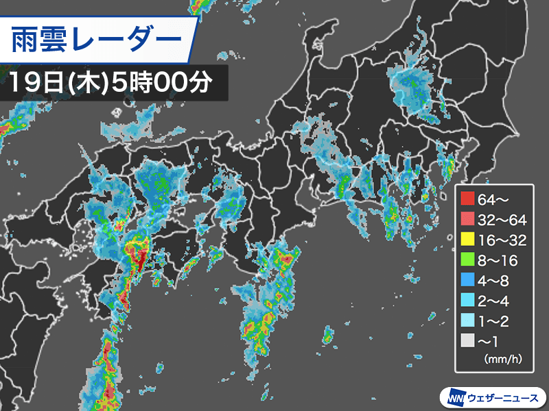 今日の天気 8月19日 木 中四国 東海で激しい雨に警戒 関東は厳しい残暑 ウェザーニュース