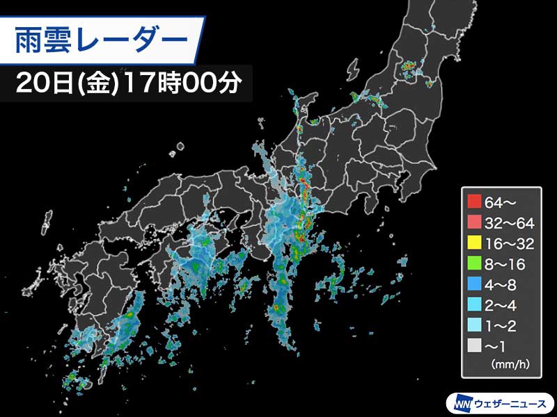 東海などで局地的な激しい雨が続く 明日は関東にも雨の範囲が広がる ウェザーニュース