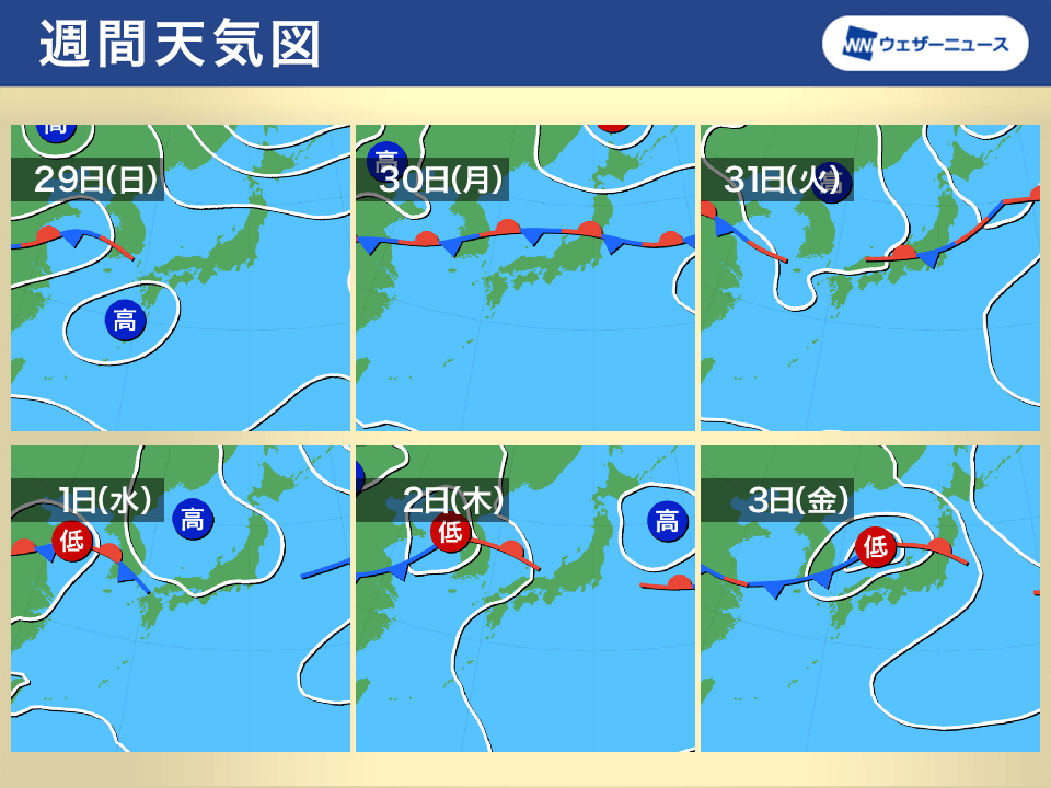 週間天気予報 週明けにかけて厳しい残暑 ９月はじめは曇りや雨の日多い 8月29日 日 9月4日 土 ウェザーニュース