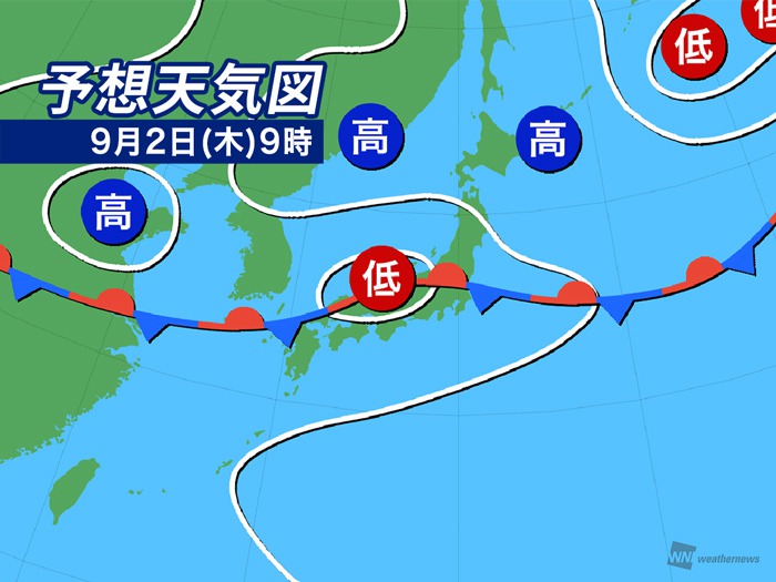 週間天気予報 週後半は西日本や東日本で雨 関東は肌寒さも 9月2日 木 9月8日 水 ウェザーニュース