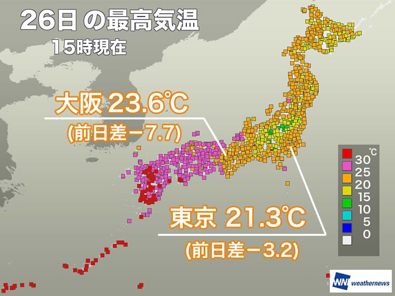 関東や東海 近畿は曇りや雨で肌寒い 明日は天気回復して気温上昇 ウェザーニュース