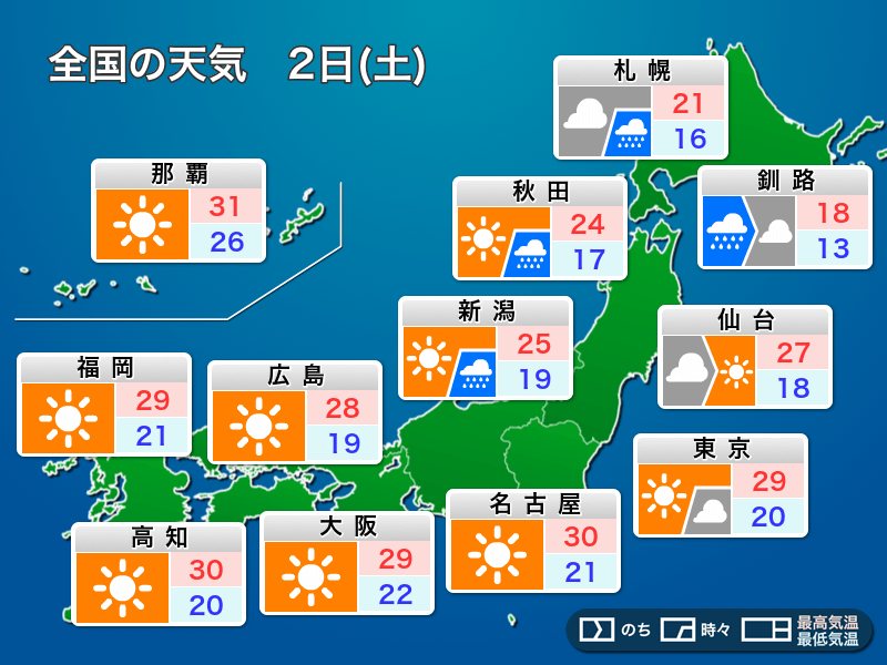 10月2日 土 明日の天気 関東は台風一過で暑さ復活 北海道は雨の降る空 ウェザーニュース
