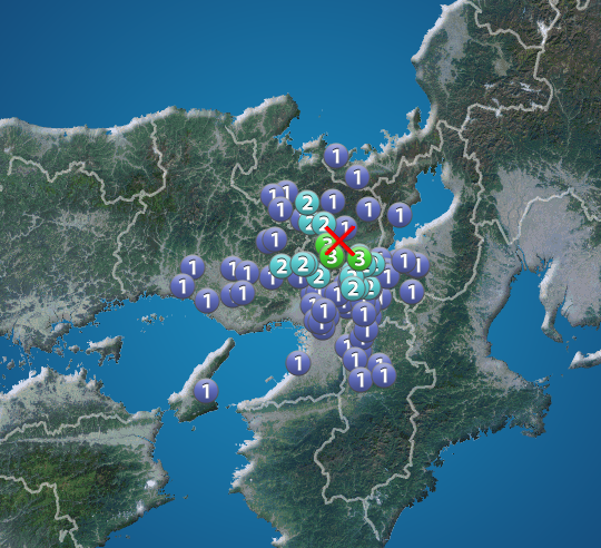 京都府南部で地震 京都市などで震度3 津波の心配なし ウェザーニュース