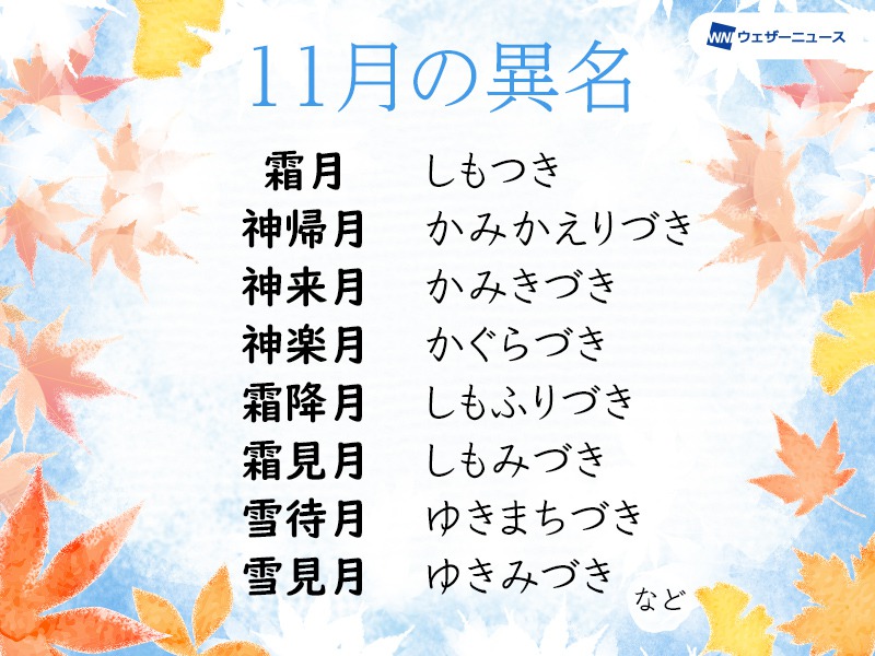 11月の異名 霜月 冬の訪れを感じる頃 ウェザーニュース