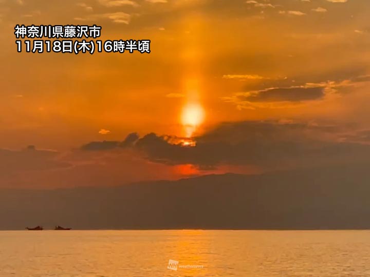 【送料込】 関東などで夕空に輝くサンピラー(太陽柱)が出現 - ウェザーニュース 絵画