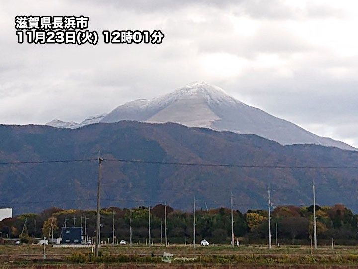 伊吹山が初冠雪 寒気強まり西日本も高い山は雪化粧 ウェザーニュース