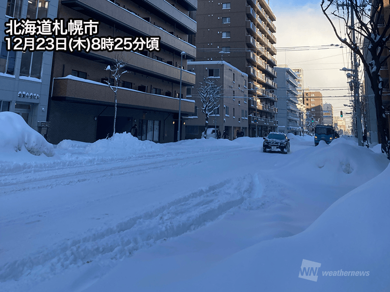 札幌市内で積雪急増 昼は晴れても厳しい寒さ続く ウェザーニュース