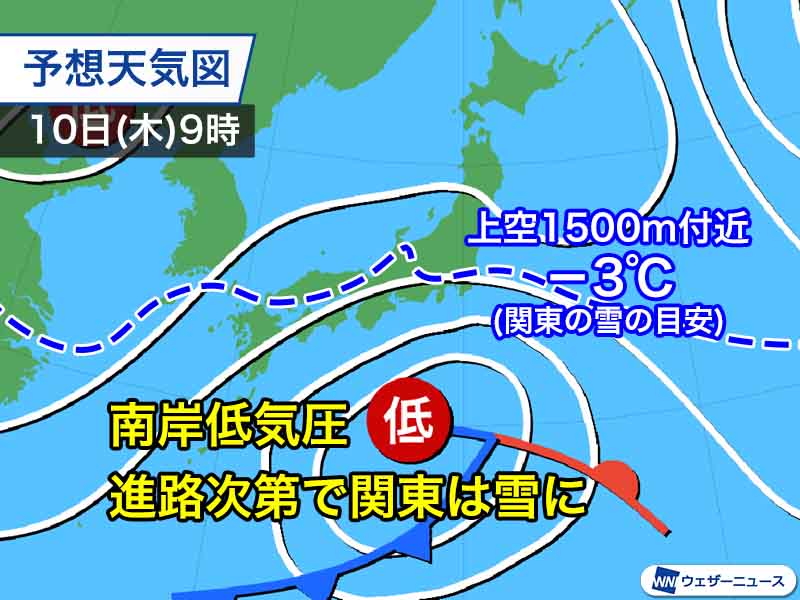 南岸低気圧が来週中頃に通過 進路次第で関東などは雪に - ウェザーニュース